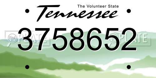 3758652 Tennessee License Plate