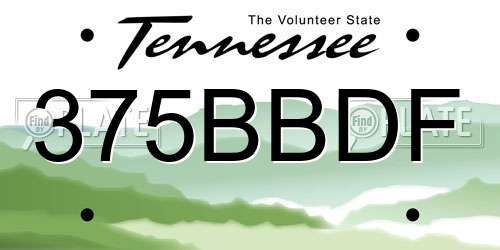 375BBDF Tennessee License Plate