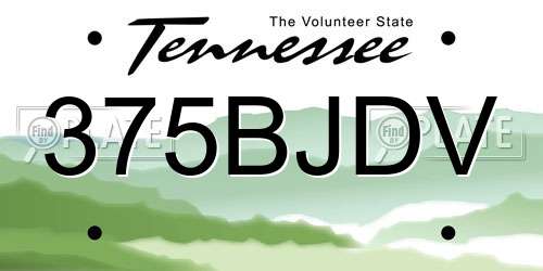375BJDV Tennessee License Plate