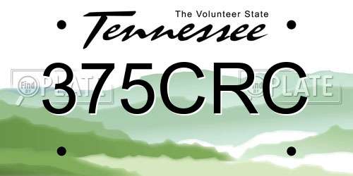 375CRC Tennessee License Plate