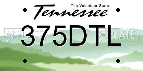 375DTL Tennessee License Plate