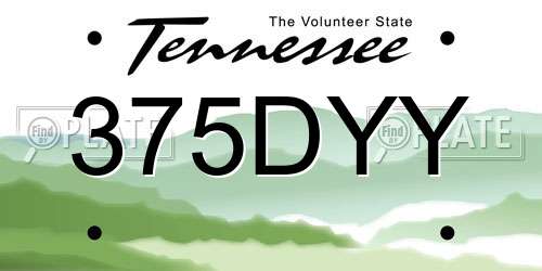 375DYY Tennessee License Plate
