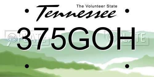 375GOH Tennessee License Plate