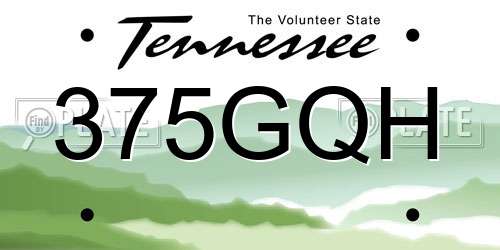 375GQH Tennessee License Plate