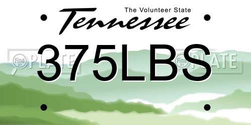 375LBS Tennessee License Plate
