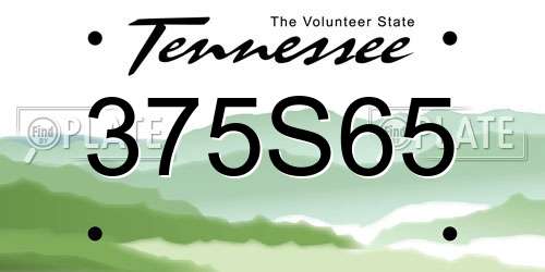 375S65 Tennessee License Plate