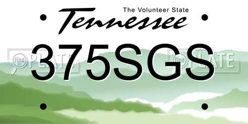 375SGS Tennessee License Plate