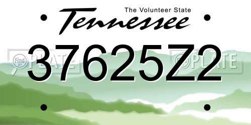 37625Z2 Tennessee License Plate