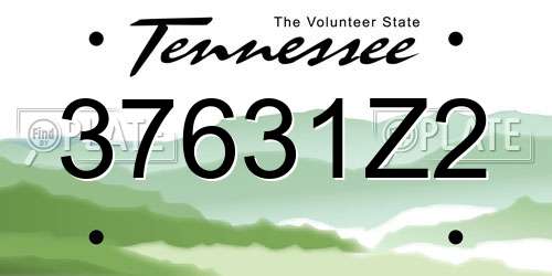 37631Z2 Tennessee License Plate
