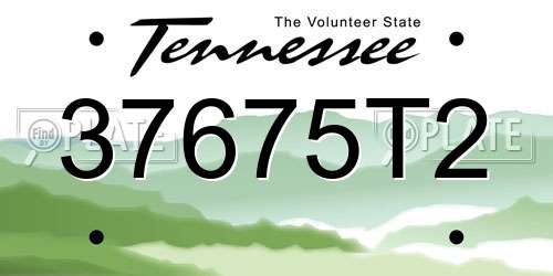 37675T2 Tennessee License Plate