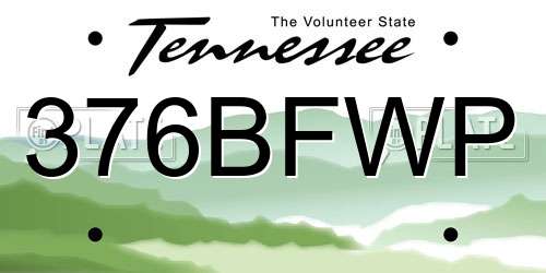 376BFWP Tennessee License Plate