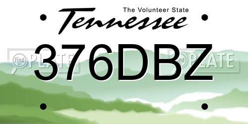 376DBZ Tennessee License Plate