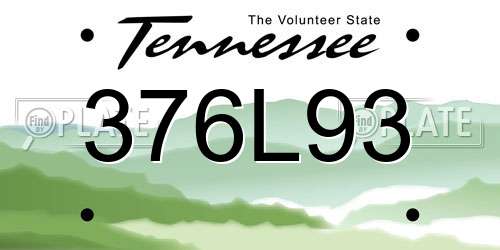 376L93 Tennessee License Plate