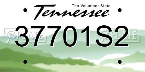 37701S2 Tennessee License Plate