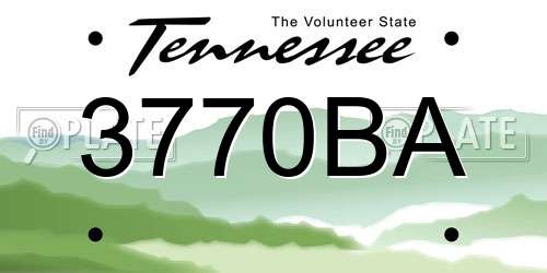 3770BA Tennessee License Plate