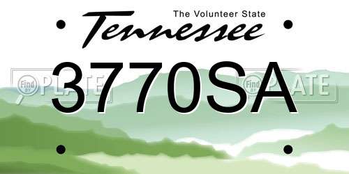 3770SA Tennessee License Plate