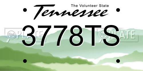 3778TS Tennessee License Plate