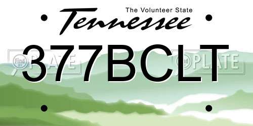 377BCLT Tennessee License Plate