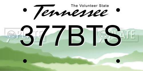 377BTS Tennessee License Plate