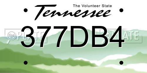377DB4 Tennessee License Plate