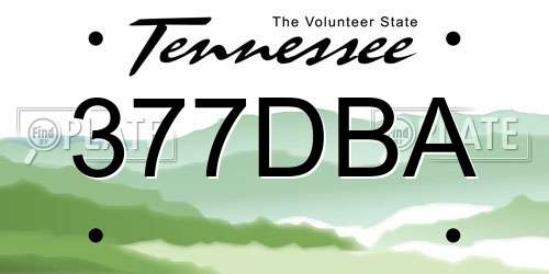 377DBA Tennessee License Plate