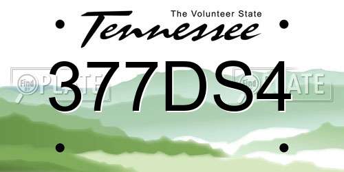 377DS4 Tennessee License Plate