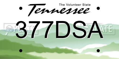 377DSA Tennessee License Plate