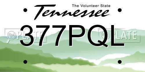 377PQL Tennessee License Plate