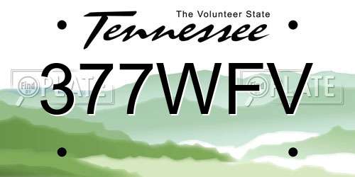 377WFV Tennessee License Plate