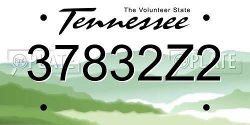 37832Z2 Tennessee License Plate