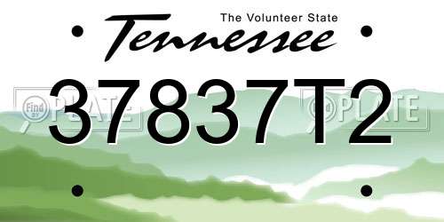 37837T2 Tennessee License Plate