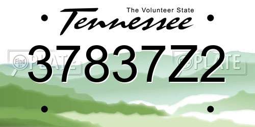 37837Z2 Tennessee License Plate