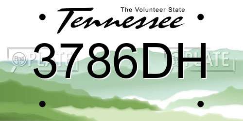 3786DH Tennessee License Plate