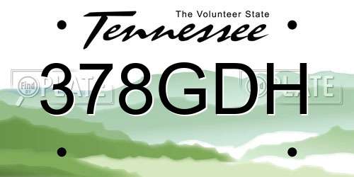 378GDH Tennessee License Plate
