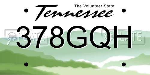 378GQH Tennessee License Plate