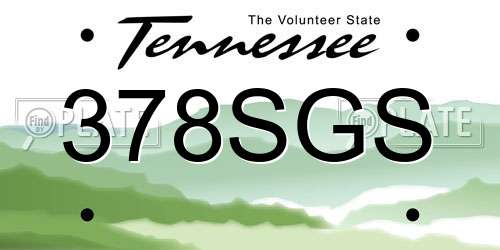 378SGS Tennessee License Plate