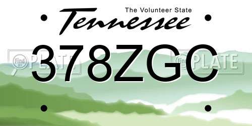 378ZGC Tennessee License Plate