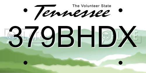 379BHDX Tennessee License Plate