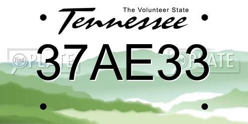 37AE33 Tennessee License Plate