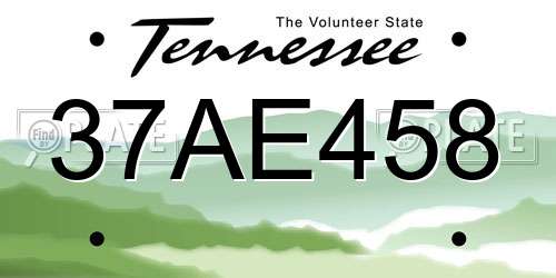 37AE458 Tennessee License Plate