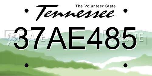 37AE485 Tennessee License Plate