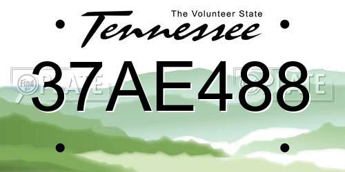 37AE488 Tennessee License Plate