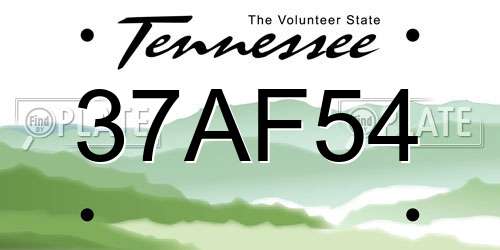 37AF54 Tennessee License Plate
