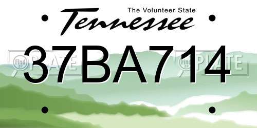 37BA714 Tennessee License Plate