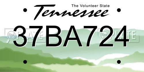 37BA724 Tennessee License Plate