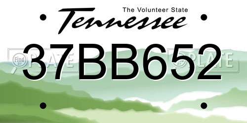 37BB652 Tennessee License Plate