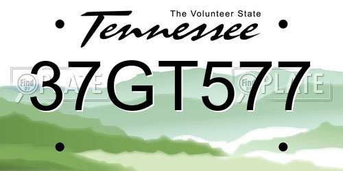 37GT577 Tennessee License Plate