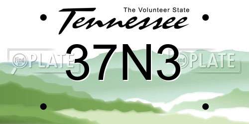 37N3 Tennessee License Plate