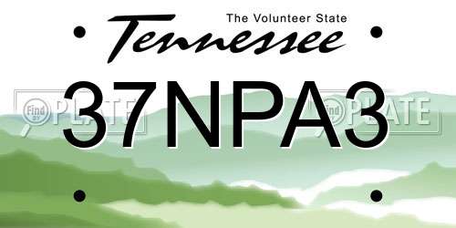 37NPA3 Tennessee License Plate