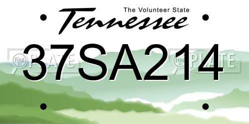 37SA214 Tennessee License Plate